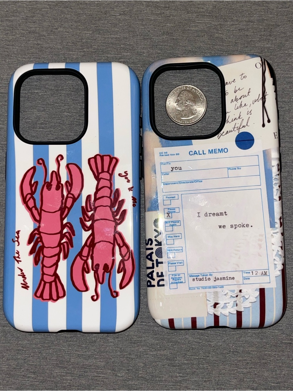Lot Of 2 Unused The Dairy iPhone 15 P Cell Phone Cases Lobster Memo Jasmine Dowl